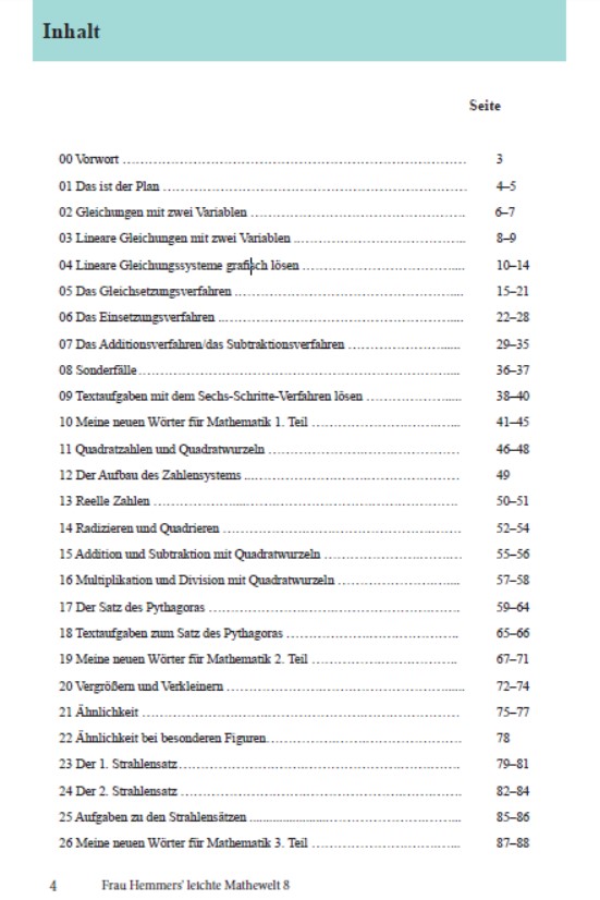 Inhaltsverzeichnis Band 8