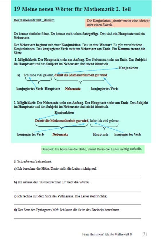 Frau Hemmers' leichte Mathewelt Band 8 S. 71
